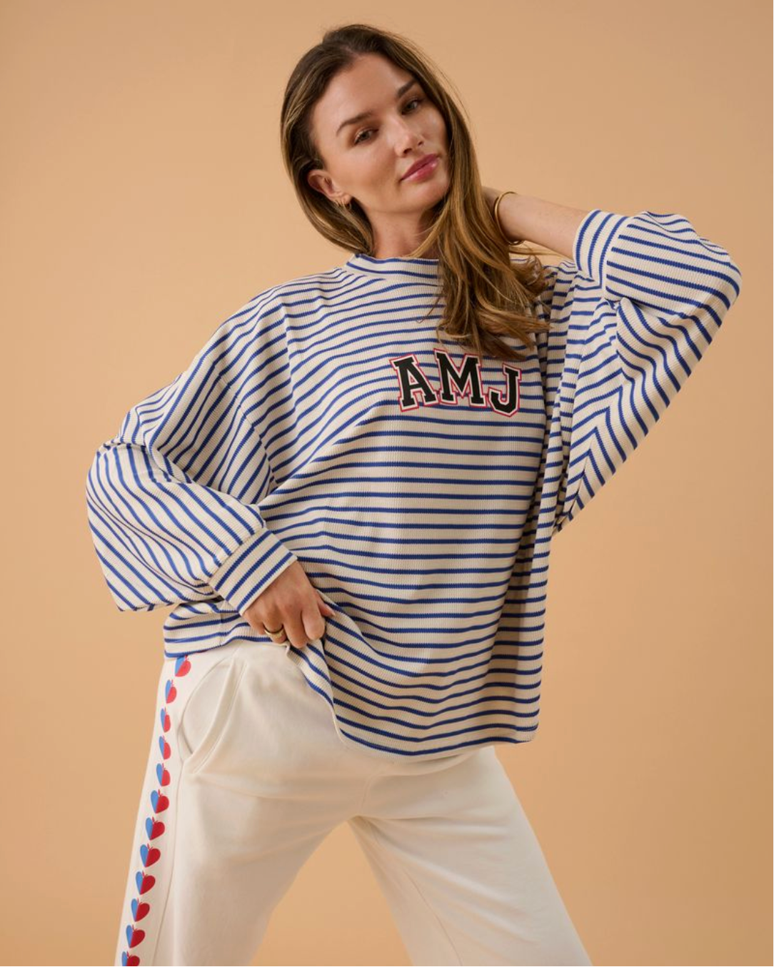 AMJ Waffle Long Sleeve Top - Dark Navy