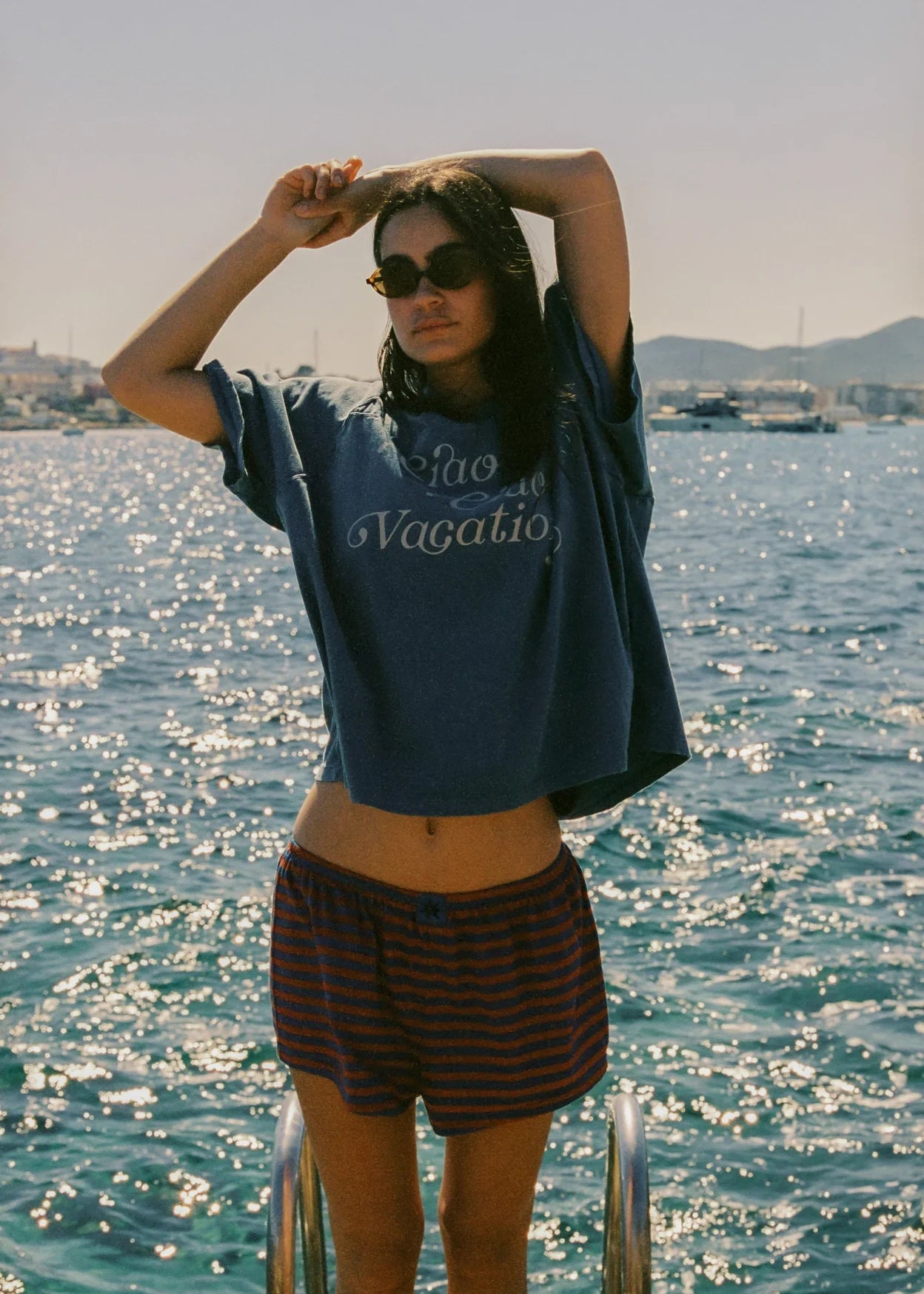 Pomodoro stripe Aria short - Red/Blue