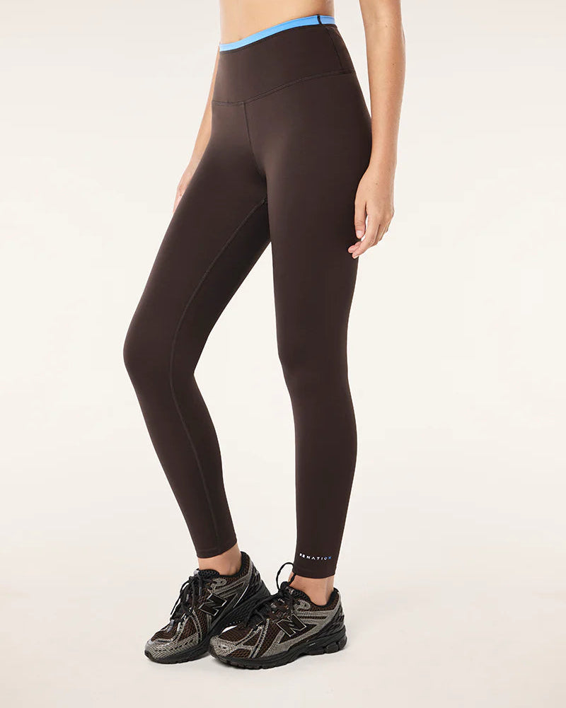 Vita full length legging - coffee & marina blue