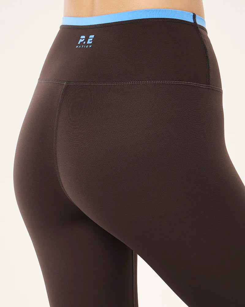Vita full length legging - coffee & marina blue