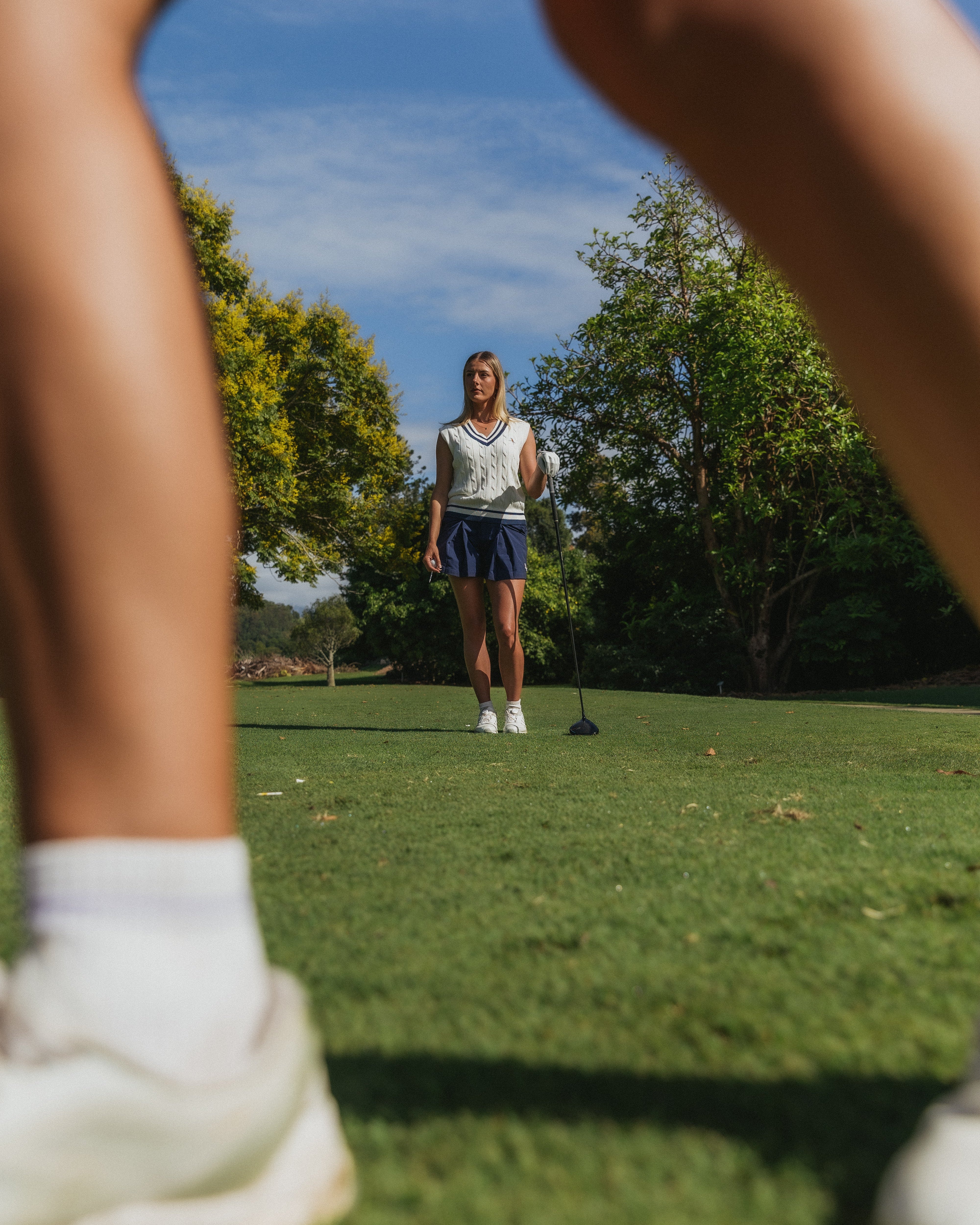Classic Cable Knit Vest - Ecru/Navy