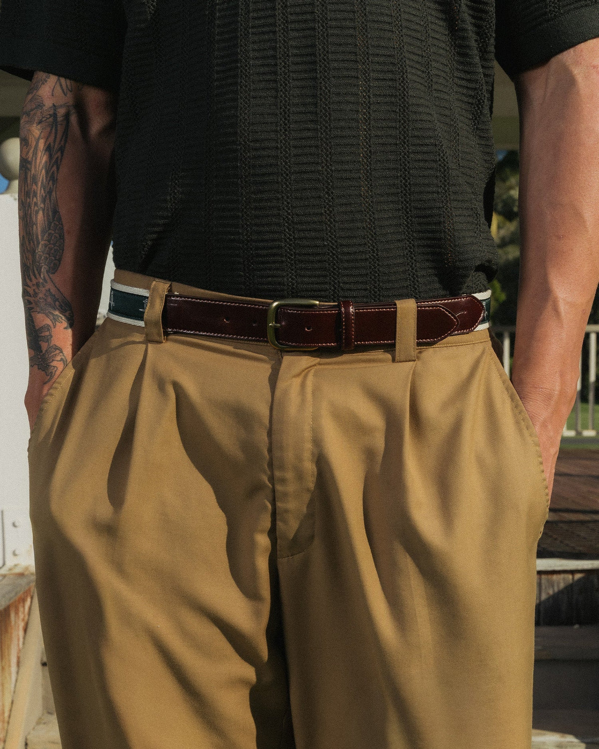 Kooka Ribbon Belt - Forest / Cream