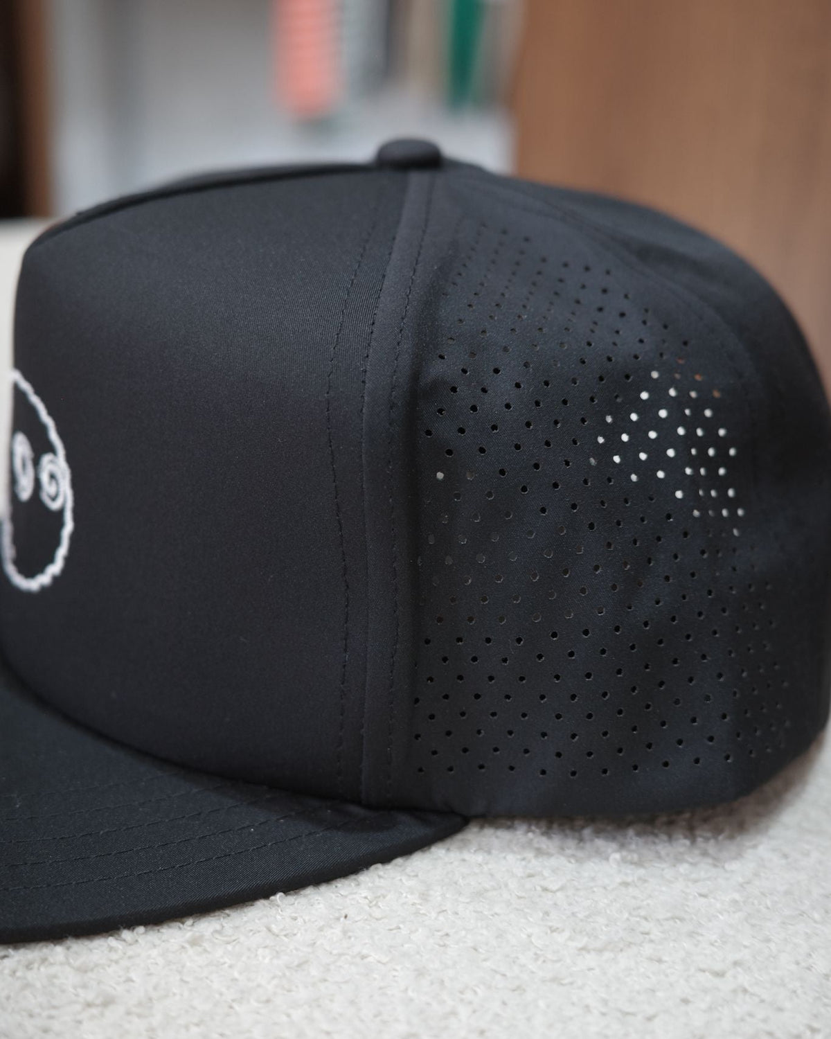 Poly Perforated 5 Panel Cap - Black