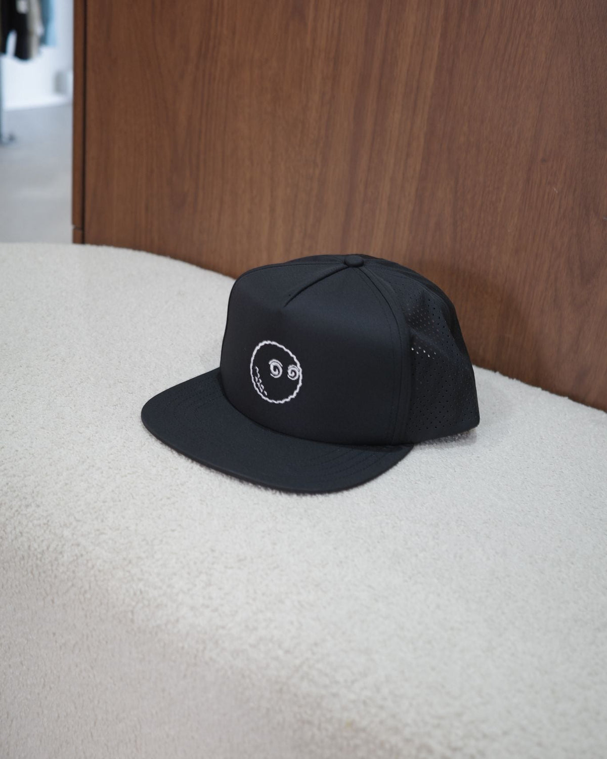 Poly Perforated 5 Panel Cap - Black