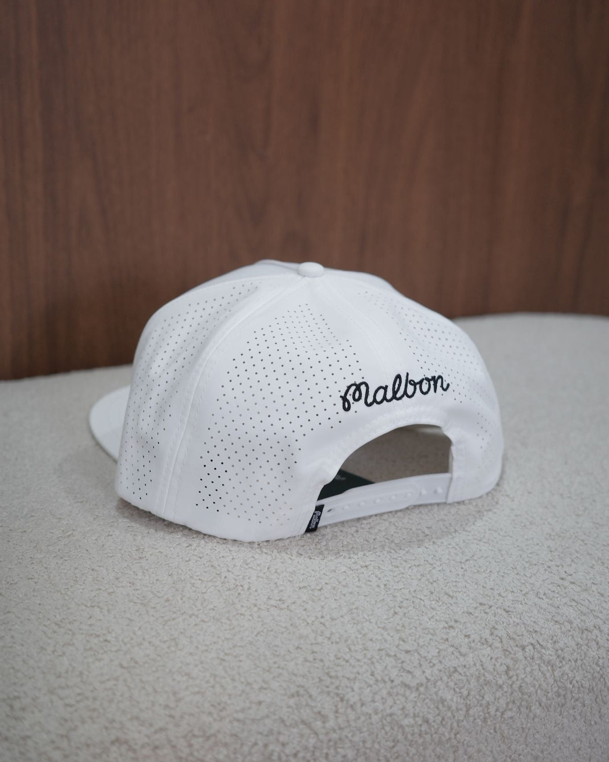 Poly Perforated 5 Panel Cap - White