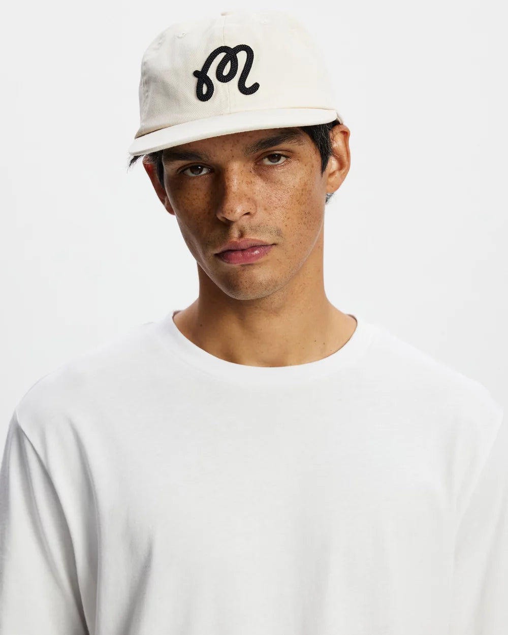 Malbon Script Chainstitch Painters Cap - Ivory